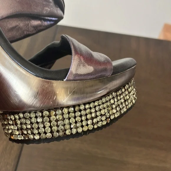Tony Keuylian Retro hot LA Glam Heels Retro Trendy Bling Platform Sz 6 narrow - Picture 12 of 17
